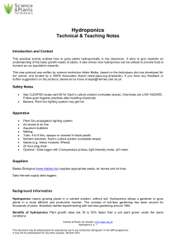 Hydroponics - Science and Plants for Schools