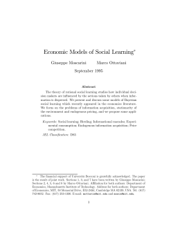 Economic Models of Social Learning&lowast;