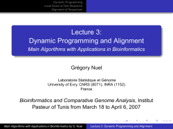 Lecture 3: Dynamic Programming and Alignment