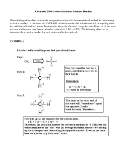 Chemistry 2100 Carbon Oxidation Numbers