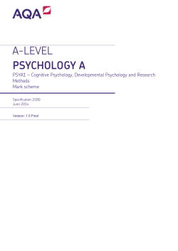 A-level Psychology A Mark scheme Unit 01 - Cognitive
