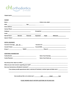 TODAYS DATE: PATIENT Name: to be called :