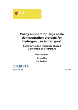 Policy support for large scale demonstration projects for hydrogen