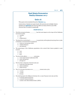 Real Estate Economics: Realty Almanac 2017 Quiz 1A