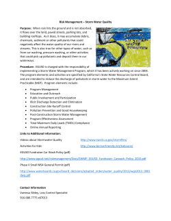 Risk Management &ndash; Storm Water Quality Purpose: When rain hits