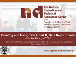 Creating and Using Title I, Part D, Data Report Cards