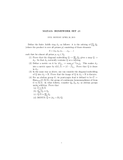 MAT415: HOMEWORK SET #6 Define the finite Adelle ring Af as