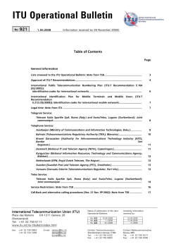 ITU Operational Bulletin No.919 du 1.XI.2008