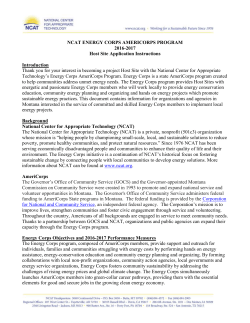 NCAT ENERGY CORPS AMERICORPS PROGRAM 2016