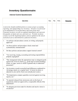 Inventory Questionnaire - Arizona State University