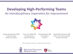 Developing High Performing Teams: An Interdisciplinary Imperative
