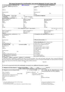 Movement document for transboundary movements/shipments of