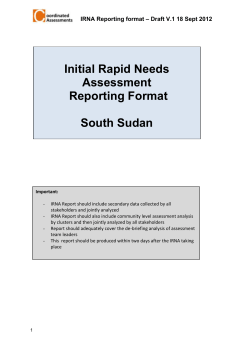South Sudan Initial Rapid Needs Assessment