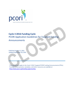 Cycle 3 2016 Funding Cycle PCORI Application Guidelines for
