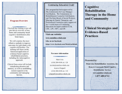 Cognitive Rehabilitation Therapy in the Home and Community