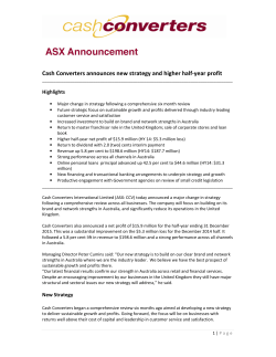 Cash Converters announces new strategy and higher half