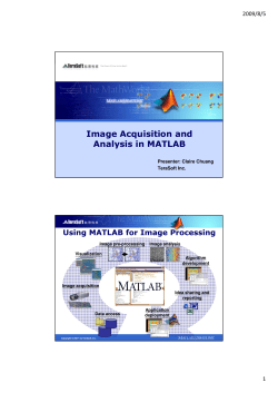Image Acquisition and Analysis in MATLAB