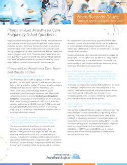 Physican-Led Anesthesia Care Frequently Asked Questions