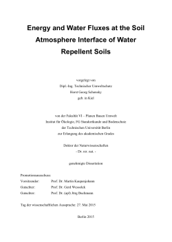 Energy and Water luxes at the Soil Atmosphere Interace o Water