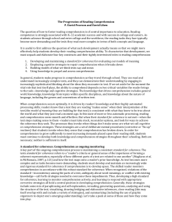 The Progression of Reading Comprehension P. David Pearson and