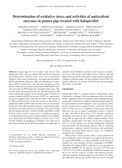 Determination of oxidative stress and activities of antioxidant