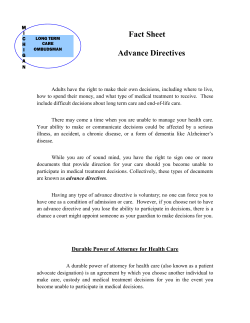 Fact Sheet Advance Directives