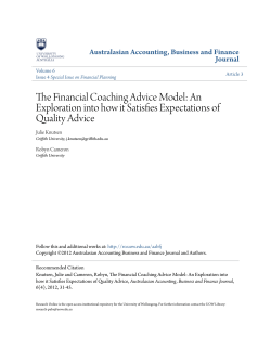 The Financial Coaching Advice Model: An - Research Online