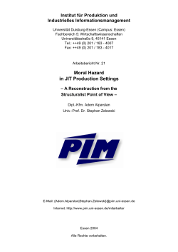Moral Hazard in JIT Production Settings