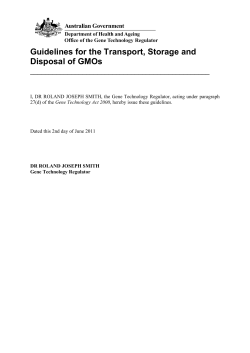 Guidelines for the Transport, Storage and Disposal of GMOs