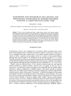 acquisition and transfer of declarative and procedural knowledge by
