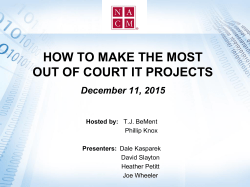 HOW TO MAKE THE MOST OUT OF COURT IT PROJECTS