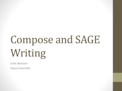 Rangefinding: SAGE Writing