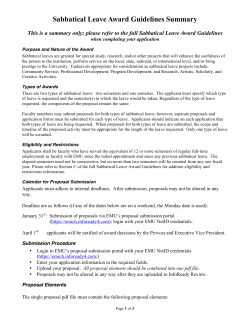 Sabbatical Leave Award Guidelines Summary