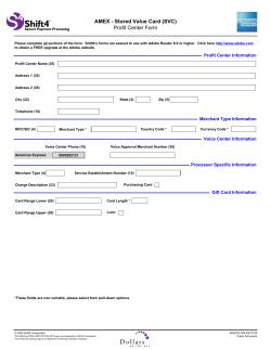 AMEX - Stored Value Card (SVC) Profit Center Form
