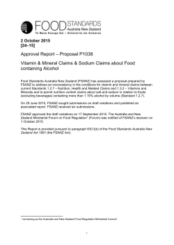 P1038-AppR - Food Standards Australia New Zealand