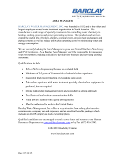 AREA MANAGER BARCLAY WATER MANAGEMENT, INC. was