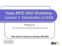 Introduction to SAS - Professor Liu