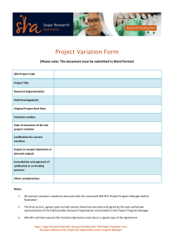 SRA RFU Project Variation Template