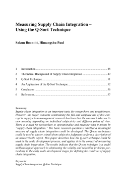 Measuring Supply Chain Integration &ndash; Using the Q