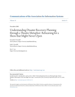 Understanding Disaster Recovery Planning through a Theatre