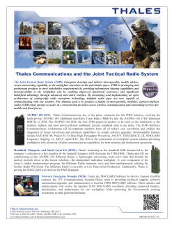 Thales Communications and the Joint Tactical Radio System