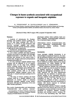 Changes in Haem Synthesis Associated with