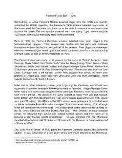 Fairmont Town Ball &ndash; 1930s Bill Dudding, a