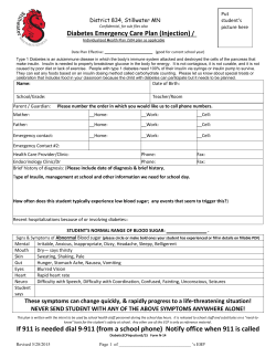 Diabetes Individual Health Plan - Stillwater Area Public Schools