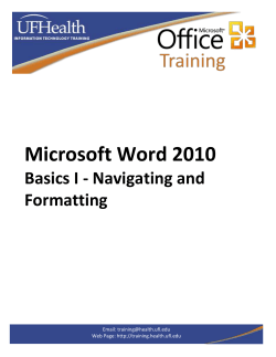 Microsoft Word 2010 Basics I