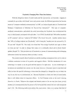 Facebook: Changing More Than Just Statuses