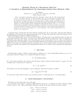 Quantum Theory of a Monoatomic Ideal Gas A translation of