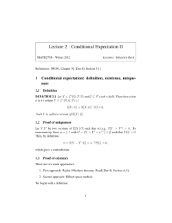 Lecture 2 : Conditional Expectation II