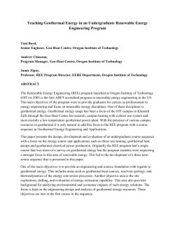 Teaching Geothermal Energy in an Undergraduate Renewable