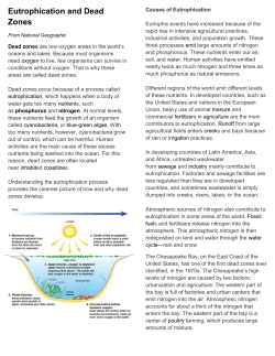 Eutrophication and Dead Zones From National Geographic Dead